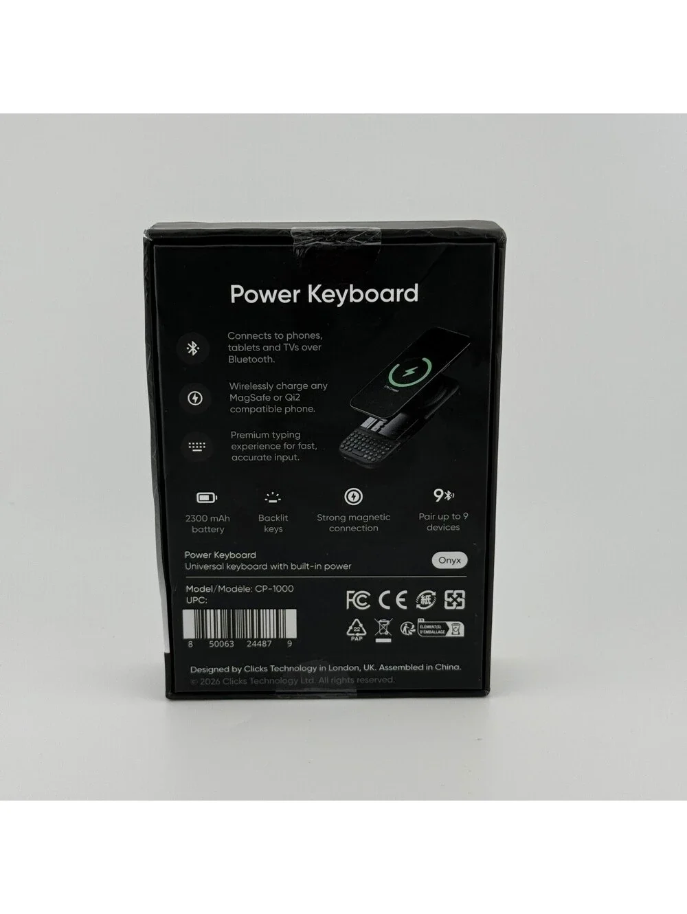 Clicks Power Keyboard - MagSafe Qi2 Wireless Bluetooth Onyx